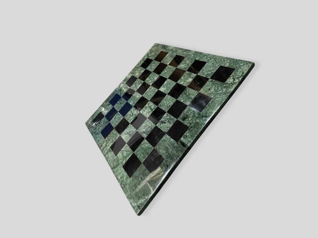 Green & Black Marble Chess Board Table Handmade Mosaic Art